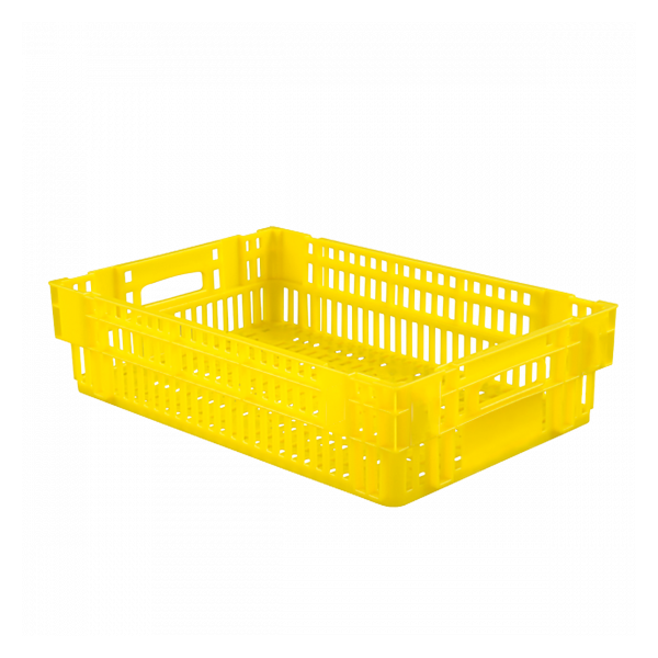Caisse ajourée empilable emboitable 600 x 400 x 146 mm - 27 L - jaune