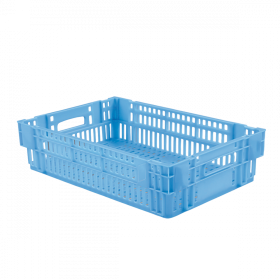 Caisse ajourée empilable emboitable 600 x 400 x 146 mm - 27 L - bleu