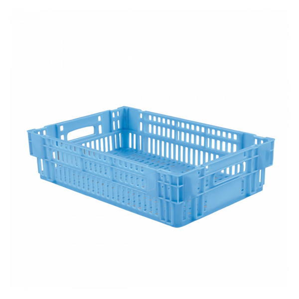 Caisse ajourée empilable emboitable 600 x 400 x 146 mm - 27 L - bleu