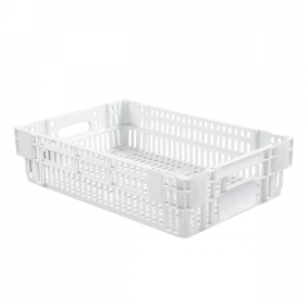Caisse ajourée empilable emboitable 600 x 400 x 145 mm - 27 L - blanc