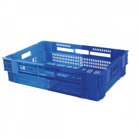 Caisse ajourée empilable emboitable 600 x 400 x 147 mm bicolore 26 L - bleu/bleu