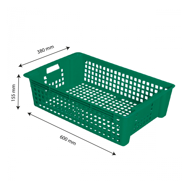 Caisse ajourée empilable emboîtable 600 x 380 x 155 mm 28 L - vert