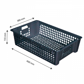 Caisse ajourée empilable emboîtable 600 x 380 x 155 mm 28 L - gris