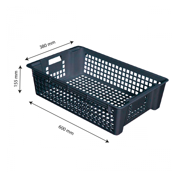 Caisse ajourée empilable emboîtable 600 x 380 x 155 mm 28 L - gris