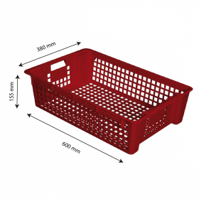 Caisse ajourée empilable emboîtable 600 x 380 x 155 mm 28 L - brique