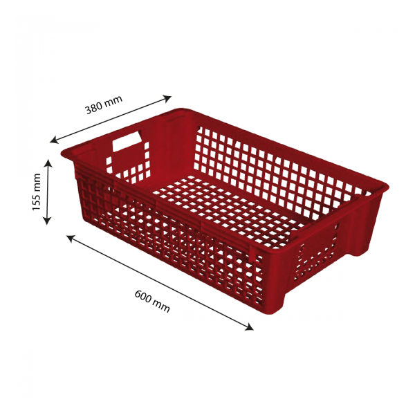 Caisse ajourée empilable emboîtable 600 x 380 x 155 mm 28 L - brique