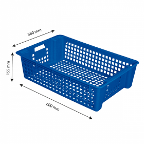 Caisse ajourée empilable emboîtable 600 x 380 x 155 mm 28 L - bleu