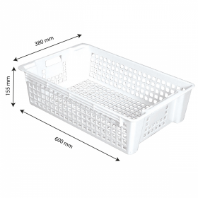 Caisse ajourée empilable emboîtable 600 x 380 x 155 mm 28 L - blanc