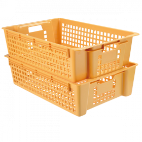Caisse ajourée empilable emboitable 600 x 380 x 155 mm 28 L - beige