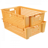 Caisse ajourée empilable emboitable 600 x 380 x 155 mm 28 L - beige