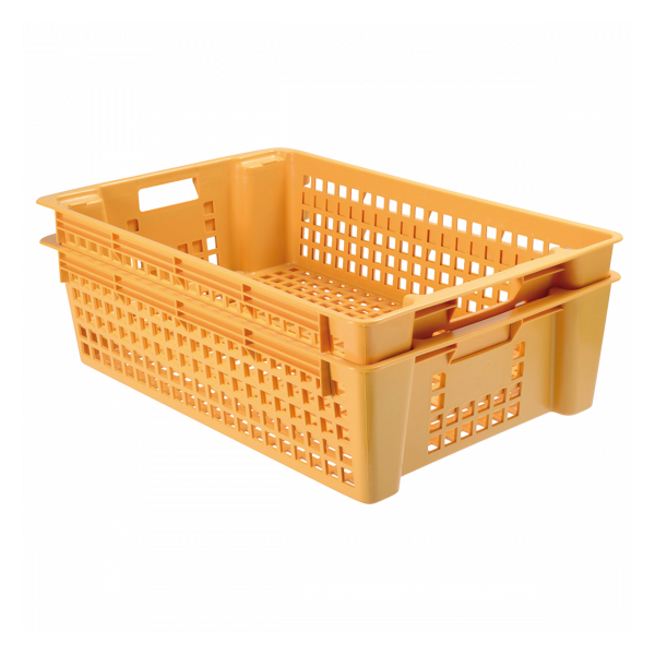 Caisse ajourée empilable emboitable 600 x 380 x 155 mm 28 L - beige