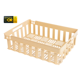 Caisse ajourée empilable emboîtable 400 x 300 x 120 mm - 13 L - beige