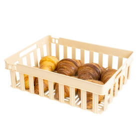 Caisse ajourée empilable emboîtable 400 x 300 x 120 mm - 13 L - beige