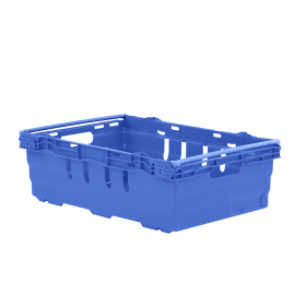 Caisse ajourée emboîtable, empilable sur barres 600 x 400 x 199 mm - 35 L – bleu