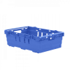 Caisse ajourée emboîtable, empilable sur barres 600 x 400 x 199 mm - 35 L – bleu