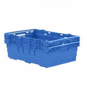 Caisse ajourée emboîtable, empilable sur barres 600 x 400 x 199 mm - 35 L – bleu