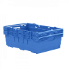 Caisse ajourée emboîtable, empilable sur barres 600 x 400 x 199 mm - 35 L – bleu
