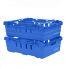 Caisse ajourée emboîtable, empilable sur barres 600 x 400 x 199 mm - 35 L – bleu