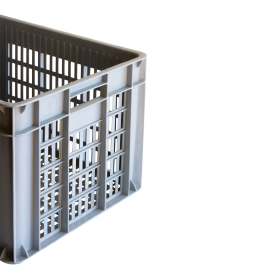 Caisse ajourée avec poignées empilable 500 x 400 x 330 mm - 48 L - gris