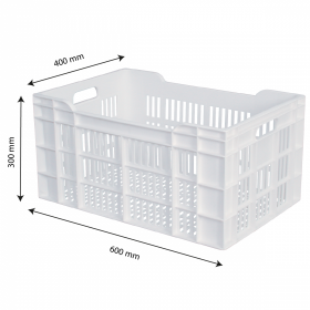 Caisse ajourée 600 x 400 x 300 mm 60 L - blanc