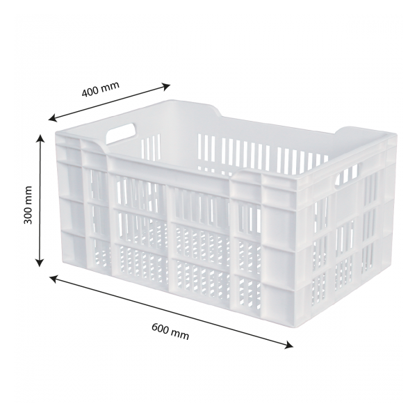 Caisse ajourée 600 x 400 x 300 mm 60 L - blanc