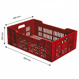 Caisse ajourée 600 x 400 x 200 mm 40 L - brique
