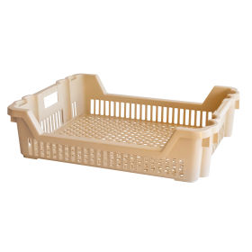 Caisse à viennoiseries ajourée empilable emboîtable 610 x 500 x 155 mm - 33 L - beige