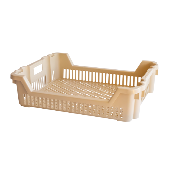Caisse à viennoiseries ajourée empilable emboîtable 610 x 500 x 155 mm - 33 L - beige