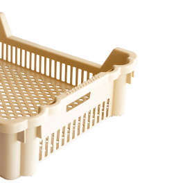 Caisse à viennoiseries ajourée empilable emboîtable 610 x 500 x 155 mm - 33 L - beige