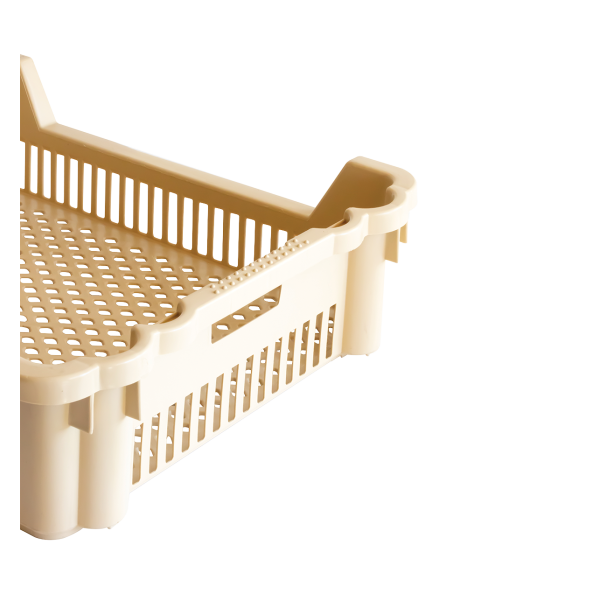 Caisse à viennoiseries ajourée empilable emboîtable 610 x 500 x 155 mm - 33 L - beige