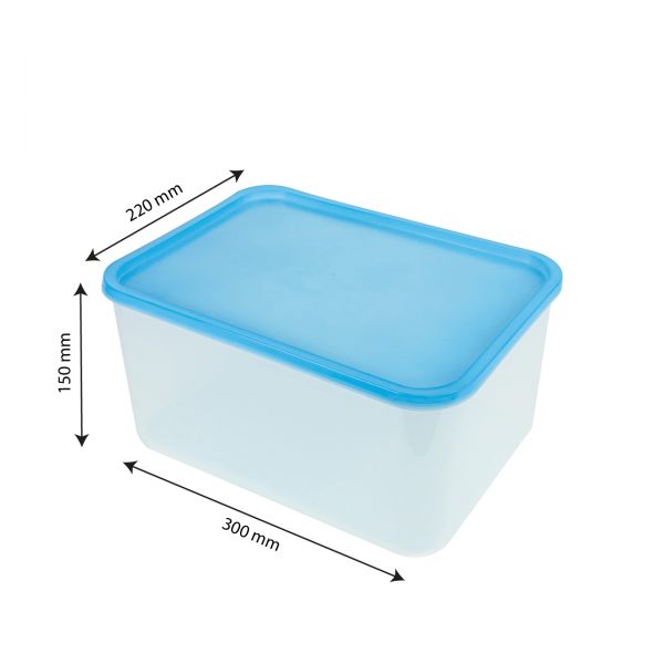Boîte hermétique transparente 8 L + couvercle bleu