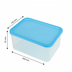 Boîte hermétique transparente 2 L + couvercle bleu