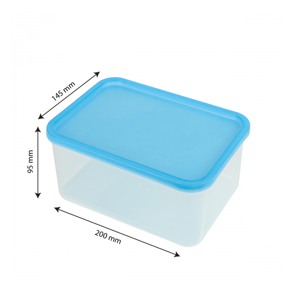 Boîte hermétique transparente 2 L + couvercle bleu