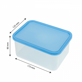 Boîte hermétique transparente 1,2 L + couvercle bleu