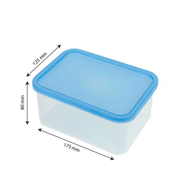 Boîte hermétique transparente 1,2 L + couvercle bleu