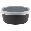Boîte hermétique ronde noire 1,2 L + couvercle transparent - lot de 10