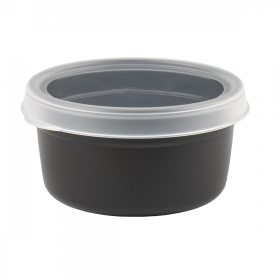 Boîte hermétique ronde noire 0,5 L + couvercle transparent - lot de 10