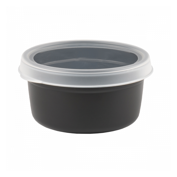 Boîte hermétique ronde noire 0,5 L + couvercle transparent - lot de 10