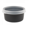 Boîte hermétique ronde noire 0,5 L + couvercle transparent - lot de 10
