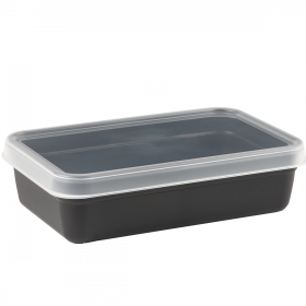Boîte hermétique rectangulaire noire 0,95 L + couvercle transparent - lot de 10