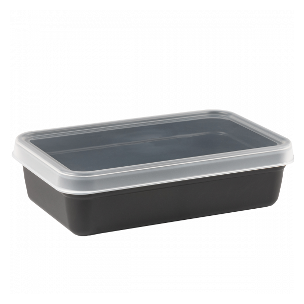 Boîte hermétique rectangulaire noire 0,95 L + couvercle transparent - lot de 10