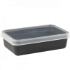 Boîte hermétique rectangulaire noire 0,95 L + couvercle transparent - lot de 10