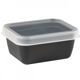 Boîte hermétique rectangulaire noire 0,4 L + couvercle transparent - lot de 10