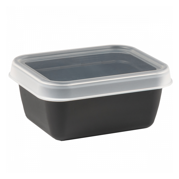 Boîte hermétique rectangulaire noire 0,4 L + couvercle transparent - lot de 10