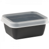 Boîte hermétique rectangulaire noire 0,4 L + couvercle transparent - lot de 10