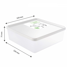 Boîte hermétique 2,5 L + couvercle blanc - lot de 6