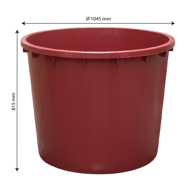 Baquet rond renforcé - 500 L - bordeaux