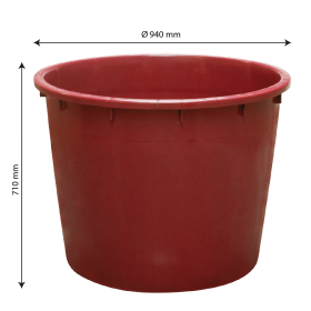 Baquet rond renforcé - 350 L - bordeaux