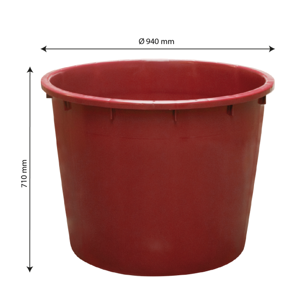 Baquet rond renforcé - 350 L - bordeaux