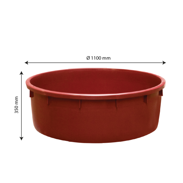 Baquet rond renforcé - 275 L - bordeaux